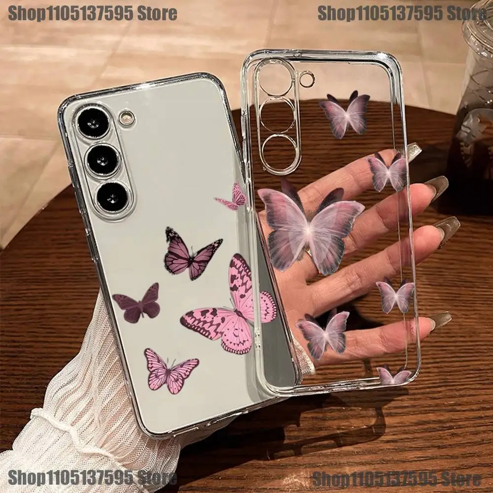 

Drift Sand Butterfly Phone Case For Samsung S30,23,21,22,20, FE lite,S10,9,8,7 PIus Note20ultra Soft Transparent