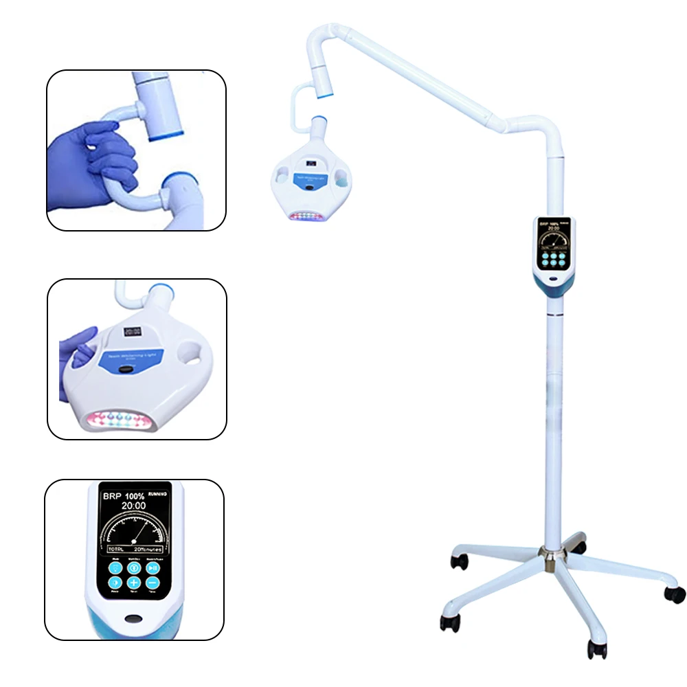 New 65W Portable Dental Teeth Whitening LED Machine 3 colors Moveable Bleaching Unit Lamp Floor Standing With Wheels Equipment