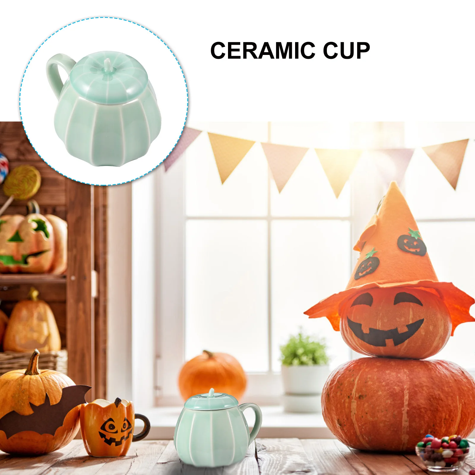 

1Pcs Halloween Pumpkin Cup Ceramic Mug for Coffee Tea Water Milk Drinking Daily Use Gift Present Pumpkin Shaped Cup