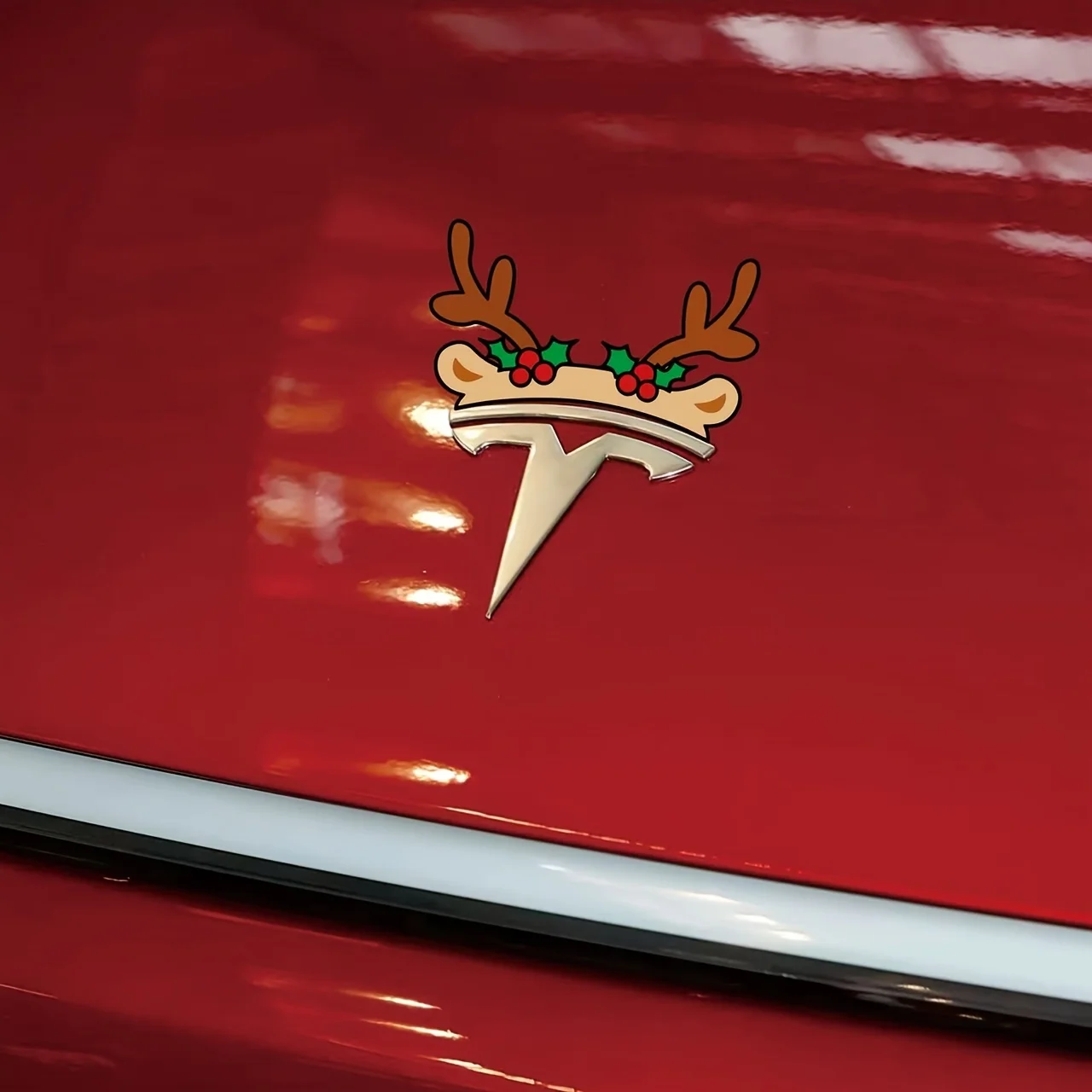 

Декоративная наклейка с рогами оленя (10x6 см/3,94x2,36 дюйма), водонепроницаемые клейкие наклейки для окна автомобиля, рождественский праздничный декор