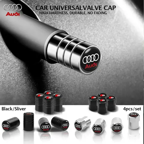 4Pcs 자동차 바퀴 타이어 밸브 캡 타이어 스템 커버 볼트 인 액세서리 Audi Sline A6 Q7 A7 S3 A8 A3 RS A1 A5 A4 Quattro Q5 Q3 TT