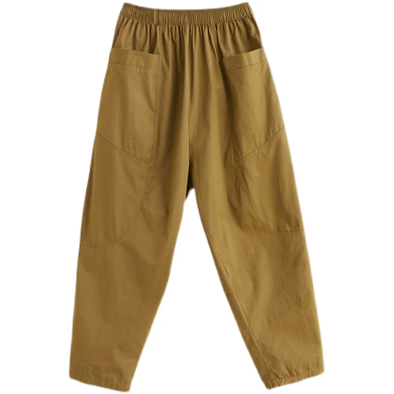 الكورية Sle القطن عمال عارضة السراويل النسائية سليم صالح تسع نقاط هارلان السراويل الصيف تخفيف Sle l الخصر #5