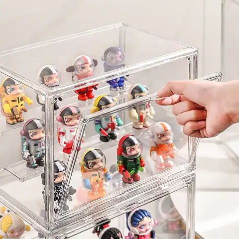 Clear Display Box for Fingures Clear Acrylic Foldable Toy Display Case for Figurines and Blind Box Dolls Action Figure Organizer