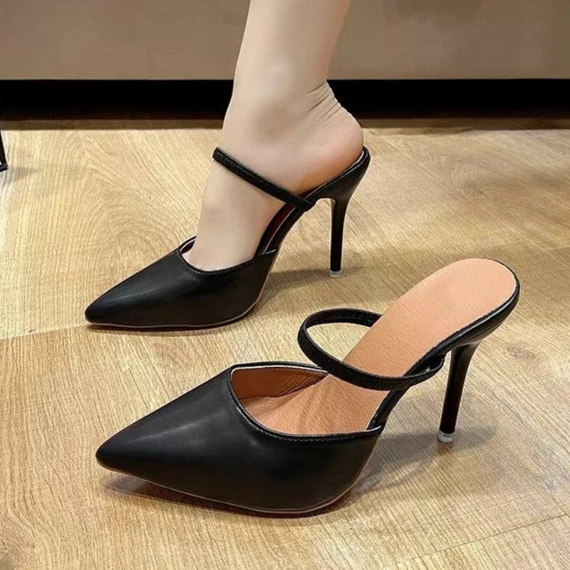 Zapatos de moda para mujer, zapatillas de punta estrecha, Stilettos de vestir sexys sólidos poco profundos o tacones finos, otoño