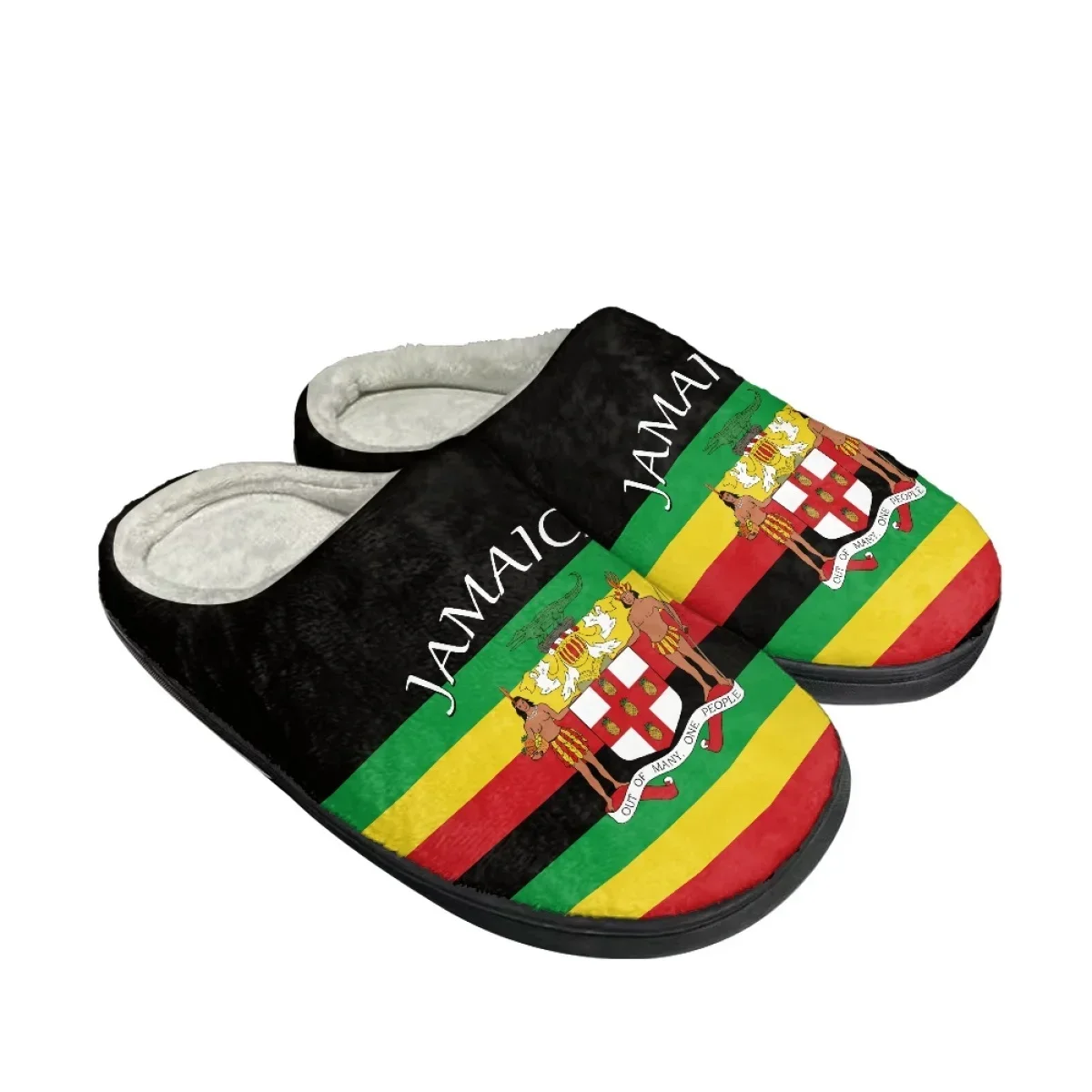 New Cotton Slippers Jamacia Flag Wooden Floor Soft Bottom Couple Winter Comfortable Home Bedroom Cotton Slippers Hot