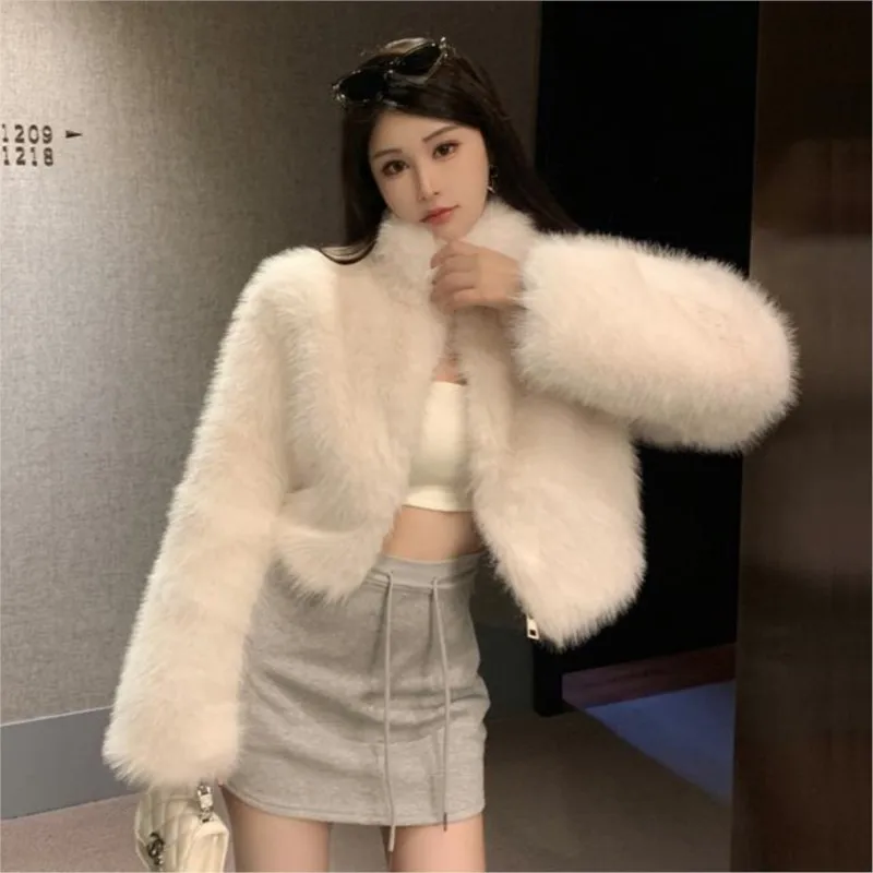 Een nieuwe stijl gemengde bontjas met vrouwelijke en korte opstaande kraag voor dames