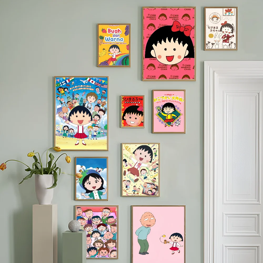 C-Chibimaruko Chan Movie Sticky Posters Whitepaper Sticker DIY Room Bar Cafe Posters Wall Stickers