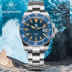 ADDIESDIVE AD2064 TOP Sale Men Watch Sapphire Glass 316L Stainless Steel 200M Diving Date C3 Super Luminous Mechanical Watches