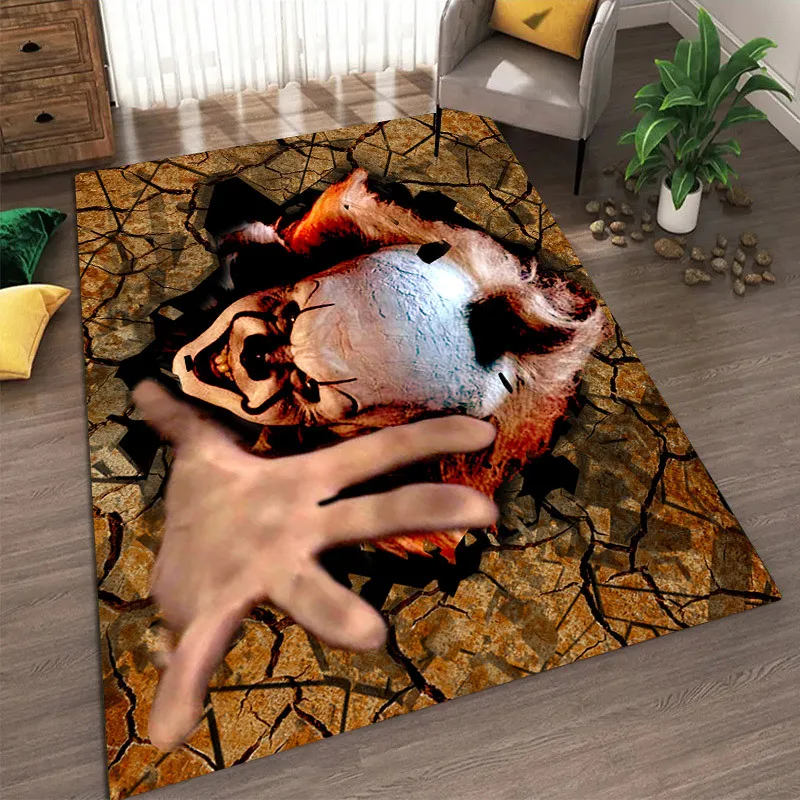 

VIKAMA Halloween Horror Skeleton Clown Floor Mat Living Room Bedside Bedroom Decorative Carpet Home Decoration