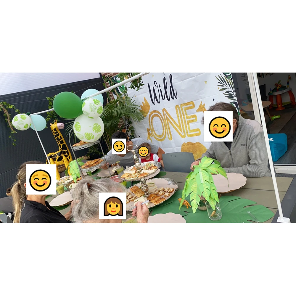 Mocsicka ป่าสัตว์วันเกิดทอง Safari สัตว์มงกุฎป่าพื้นหลัง Boy First Birthday Party Decor แบนเนอร์