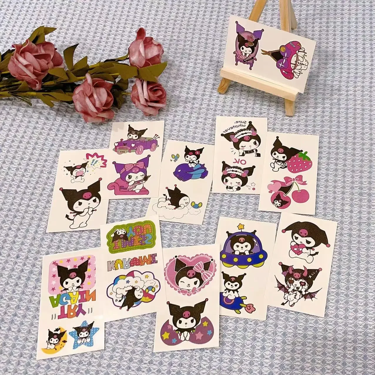 Sanrio Cartoon Characters Kuromi Hello Kitty Children Temporary Tattoos Cute Waterproof and Durable Color Tattoo Sticker Gifts