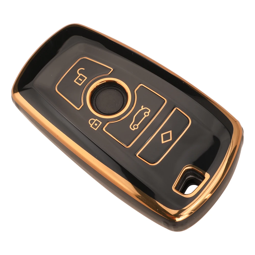 Jingyuqin เคสกุญแจรถยนต์ TPU แบบนิ่ม4BTN ป้องกัน FOB สำหรับ BMW 1 2 3 4 5 6 7ซีรีส์ X1 X4 X5 X6 F36 F25 F26 F30 F34 F10 F20 X3 F07