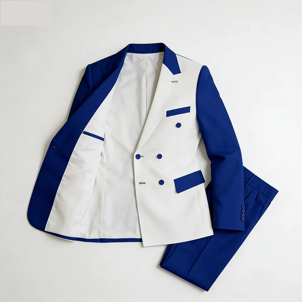 

Slim Fit Wedding Tuxedo for Men Peak Lapel Double Breasted Blazer Suit Formal Business Groomsmen Smoking Outfit Wedding Attire