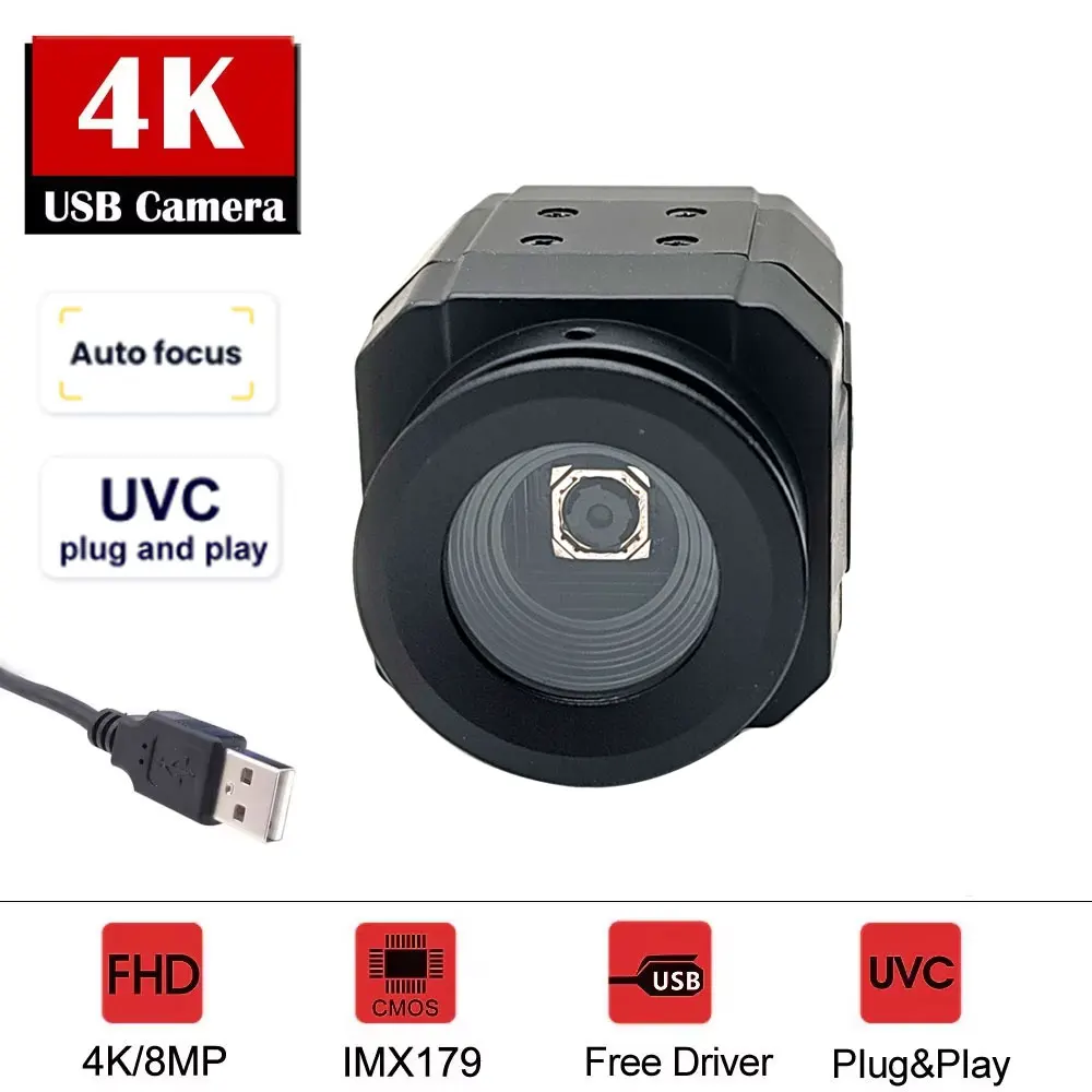 NEOCoolcam HD 4K Autofocus USB Webcam 3264 x 2448 15fps MJPEG UVC 8MP IMX179 Video Live PC Camera Mini Metal Body Black