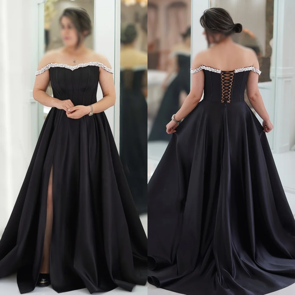 

Customized Fashion Simple Elegant Charmeuse Pearl Draped A-line Boat Neck Long Dresses Bespoke Occasion Dresses Sizes Available