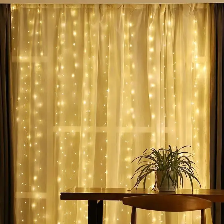 LED Curtain Party Lights String Lights with Remote Control USB Plug-in Holiday Wedding Bedroom Christmas Room Decor Aesthetic