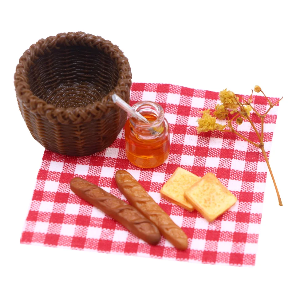 

1 Set of House Bread Basket Kit Decorations Pretend Kitchen Prop House Decor For Kids miniature bread basket model