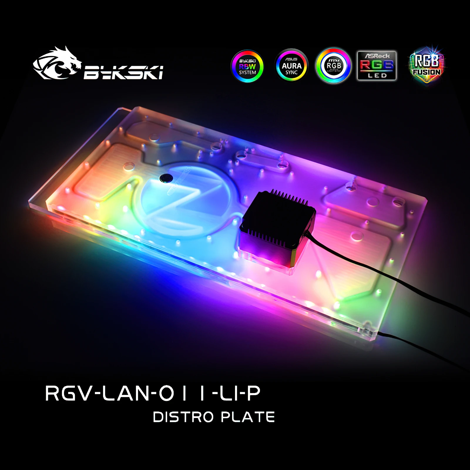 Imagem -02 - Bykski Rgb Distro Placa de Resfriamento Água Reservatório para Lianli Pc-o11 Chassi Dinâmico Rgv-lan-o11-li-p