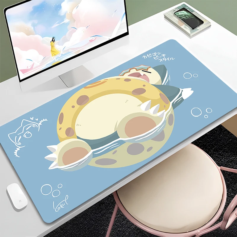 Cartoon Kawaii Snorlaxs Büro Tisch Matte PC Gamer Schrank Mauspad Laptop rutschfeste Anime Schreibtischunterlage Niedliches großes Mauspad für Mädchen