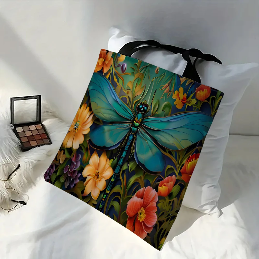 Damen-Tragetaschen mit Tiermotiv, Motten-Libelle, Biene-Design, Umhängetaschen, Blumenmuster, Polyester-Material, Urlaubsgeschenk, Schulranzen