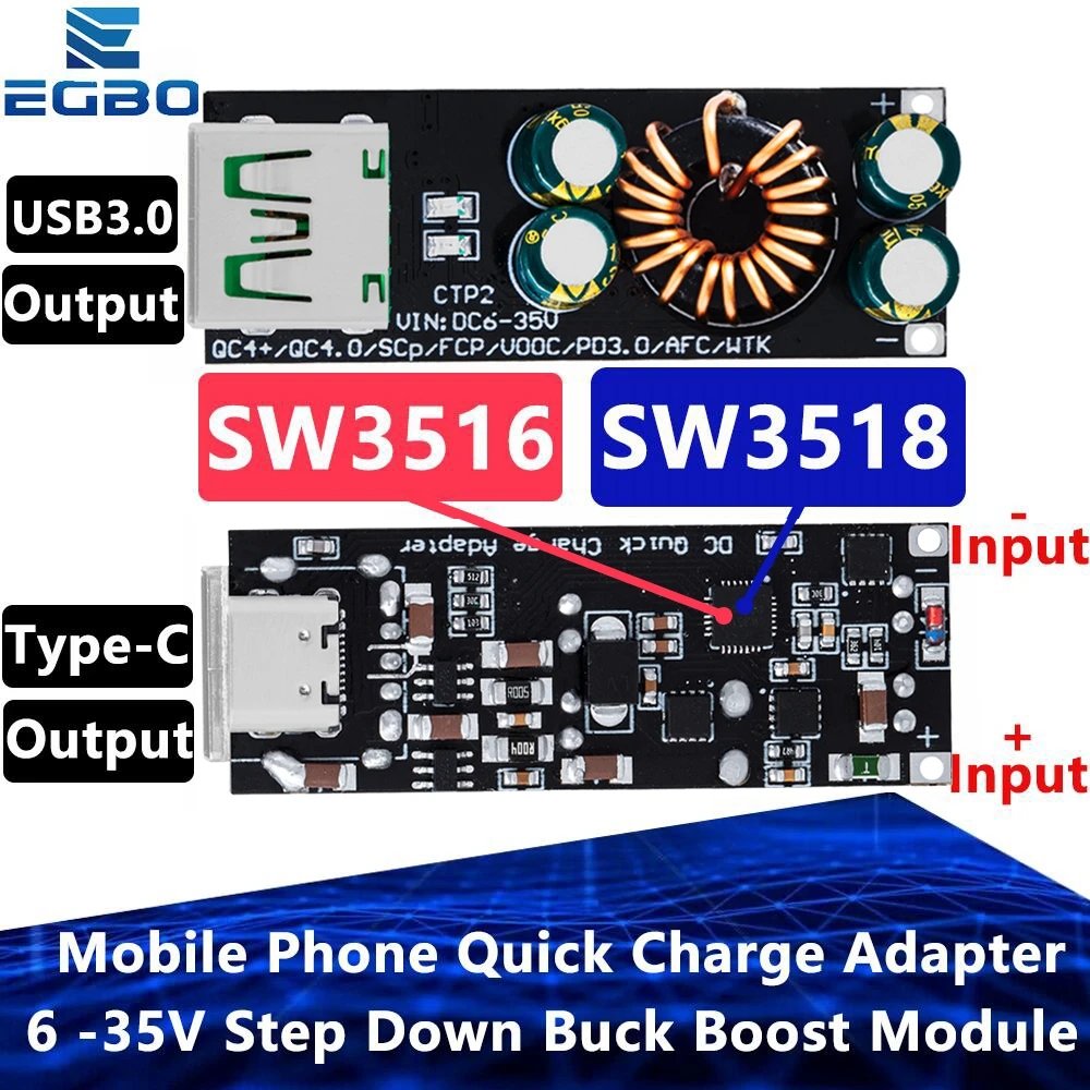 1~10PCS QC4.0 QC3.0 USB Type-C Mobile Phone Quick Charge Adapter 6 -35V Step Down Buck Boost SCP FCP PD Qualcomm SW3516 SW3518