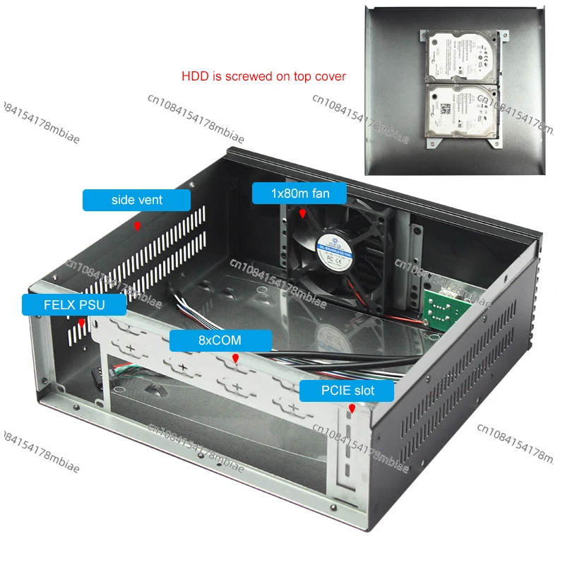 อลูมิเนียมมินิ ITX อุตสาหกรรม PC Server เคสเดสก์ท็อป 2U แชสซีเซิร์ฟเวอร์พร้อม FLEX PSU