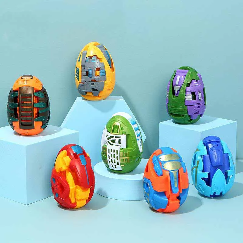 2Pcs Creative Simulation Dinosaur Egg Transformation Toys Kids Educational Twisted Egg Toys Boys Deformation Dinosaur Egg Toys