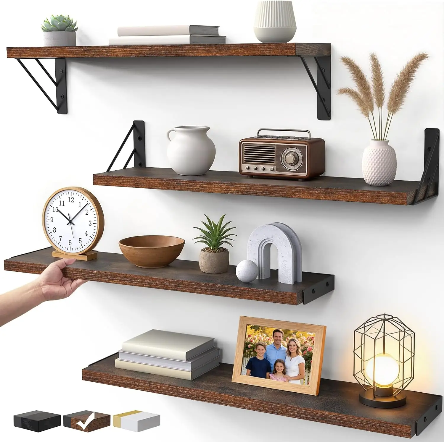 

Wall Shelves for Bedroom Decor, Floating Shelves for Wall, Display Mounted Rustic Wood Shelf for