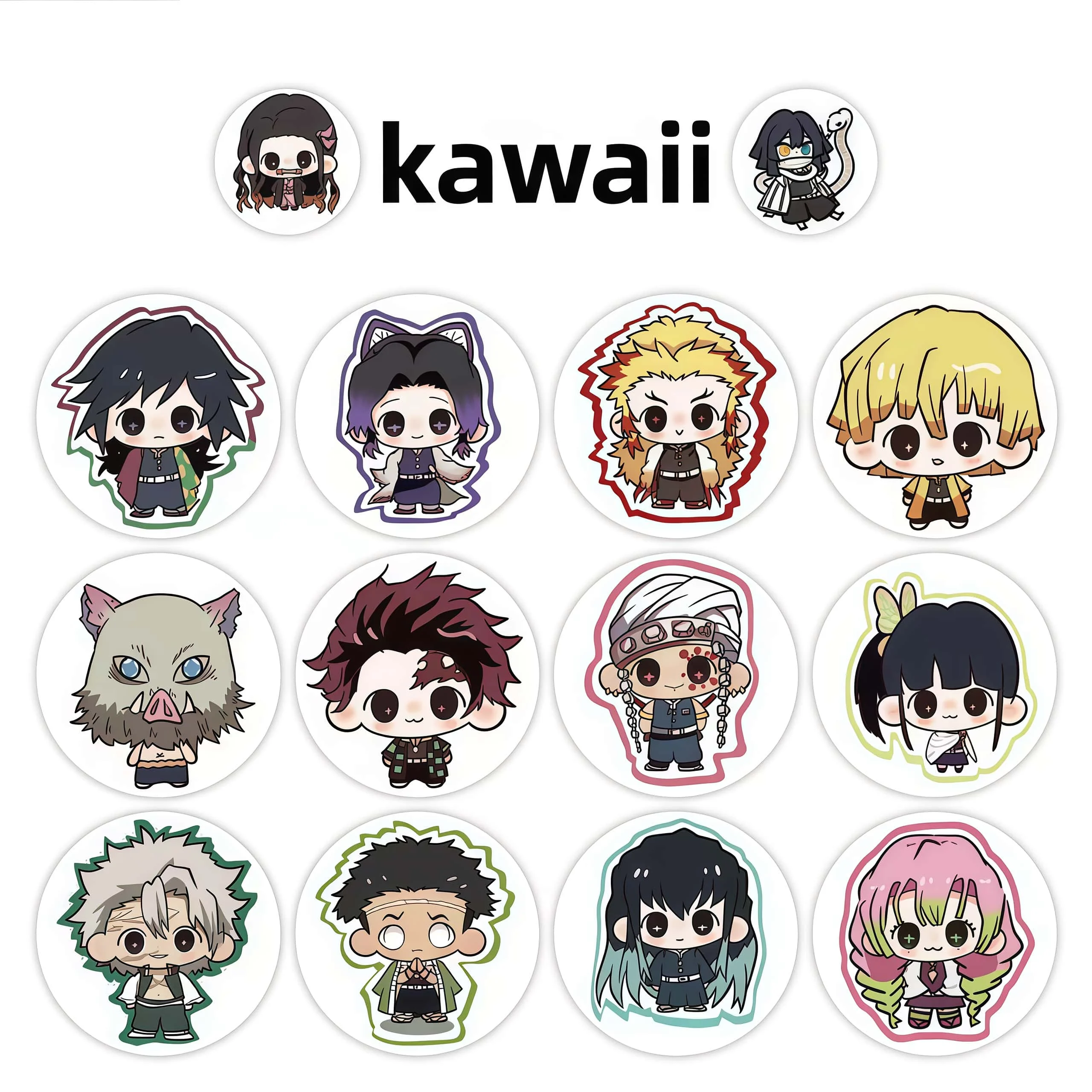 500Pcs Demon Slayer Cute Chibi Character Sticker Roll, Round Multi-Character Seal Decals for Decor, DIY & Gifts