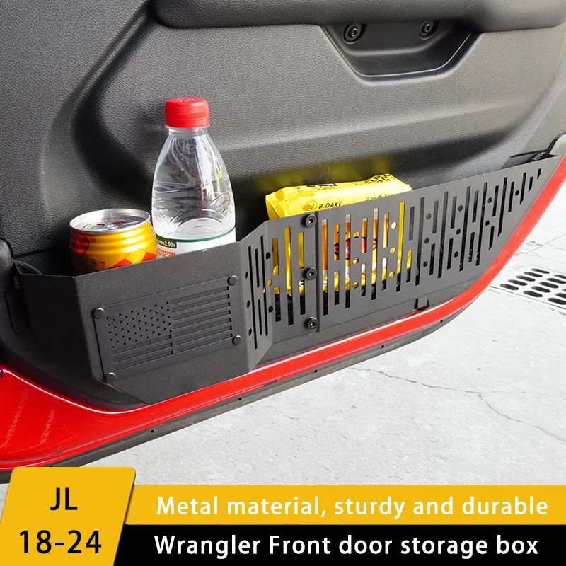 Metal Front Door Storage Box for Wrangler JL JLU 2018-2024 Extended Front Door Storage Bag Side Insert Storage Accessory
