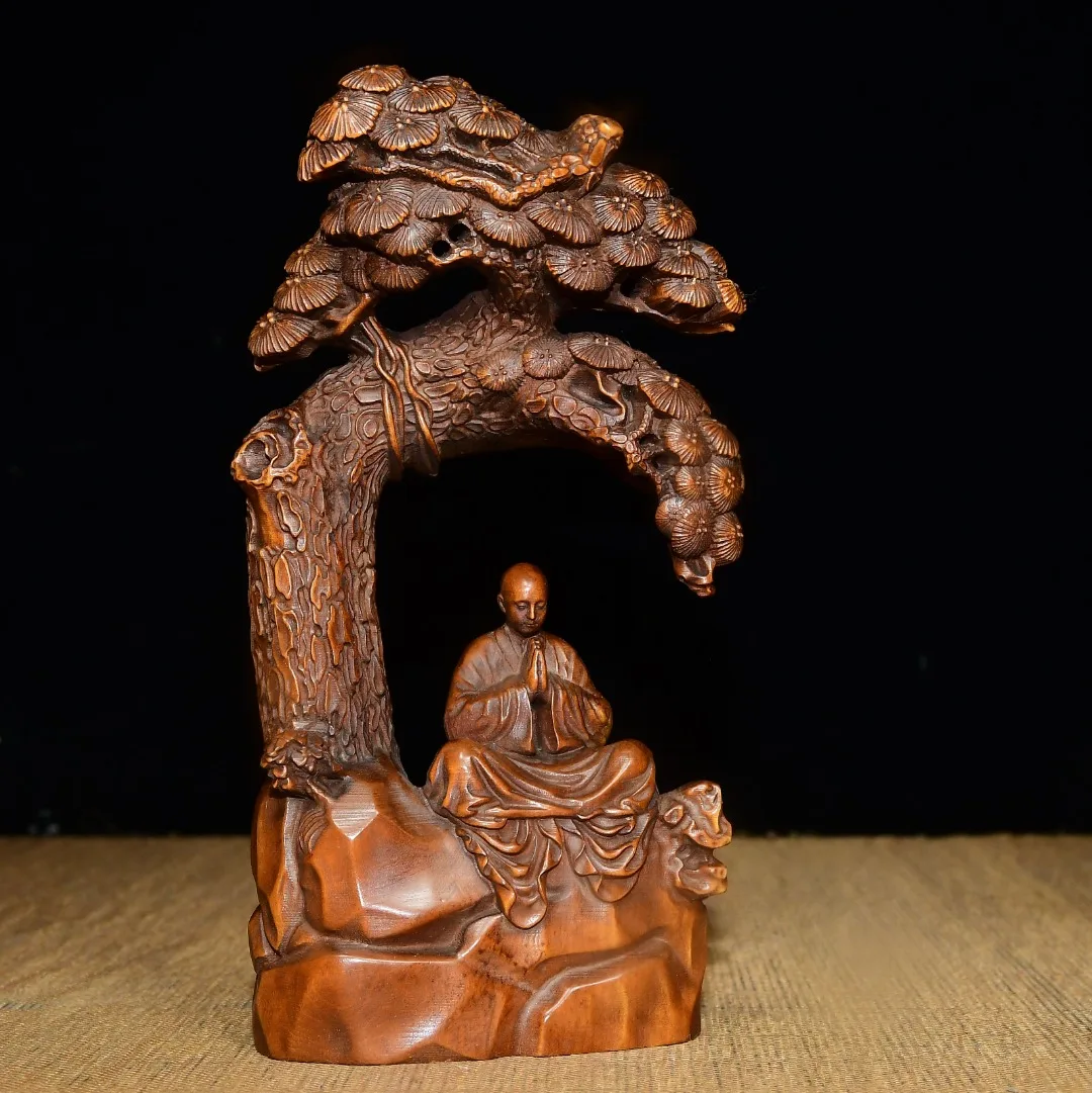 6 "vieux buis éminent moine Amitabha bouddha assis bouddha Bodhi arbre éveil de la vérité salle de culte maison de ville