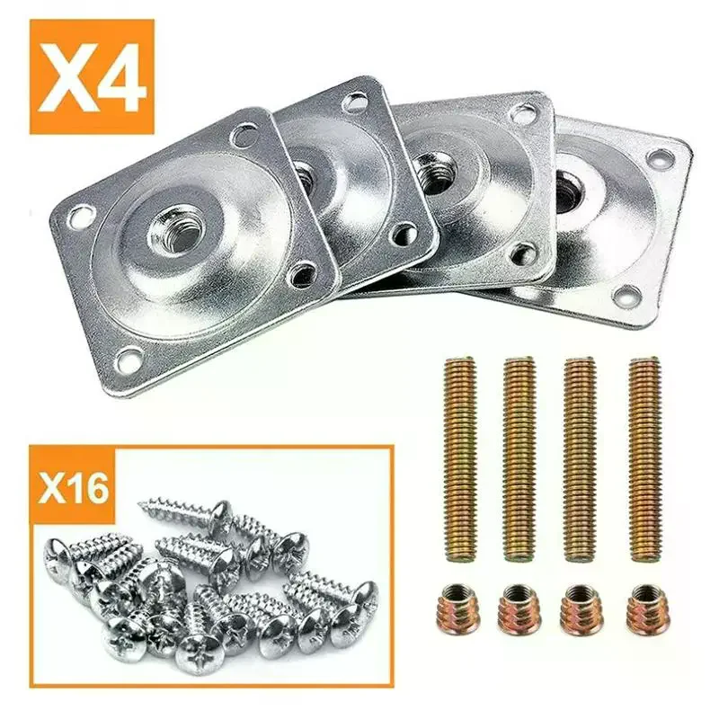 Table Leg Connector Flat Square Iron Gasket Sofa Foot Cover Coffee Table Foot Hardware Connector Table Leg Hardware Accessory