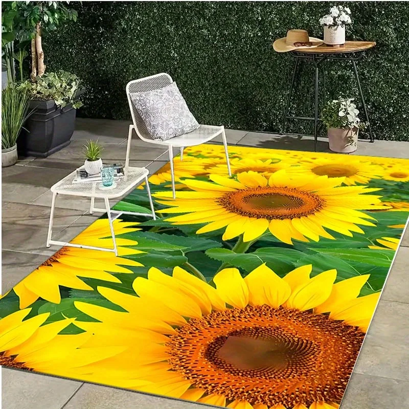 

Crystal Velvet Rectangular Sunflower Carpet Polyester, Vibrant Floral Design, Durable & Soft, Perfect for Outdoor