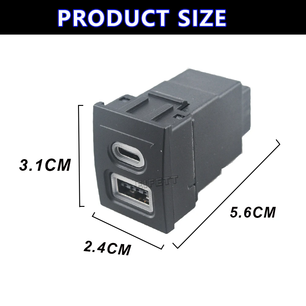 12V/24V Car Phone Charger Socket Double QC3.0 Type-C PD USB Charging Port Power Adapter For VW Polo 9N 9N3 2004-2011 Car Parts