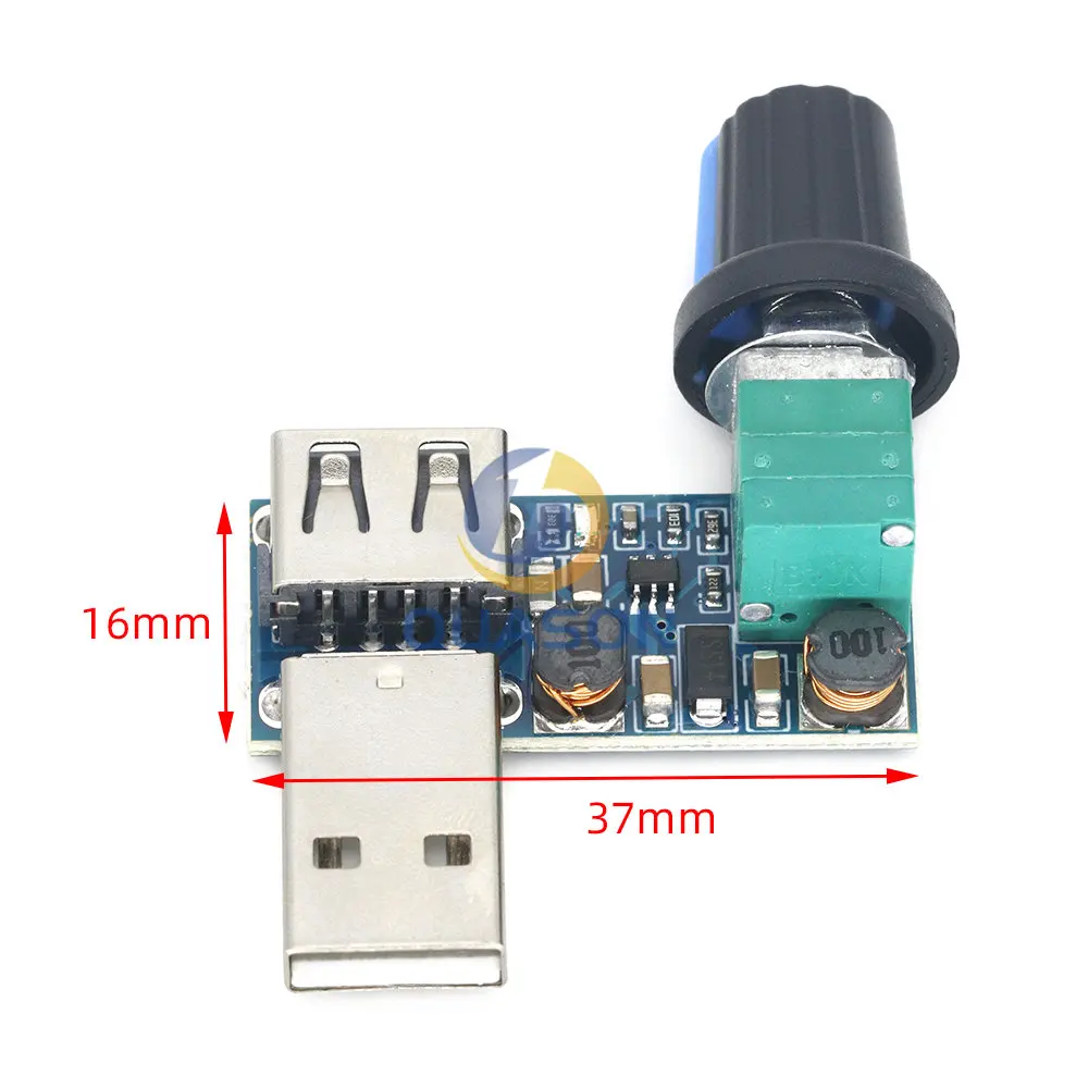 DC 5V USB Fan Stepless Speed Controller Regulator with Switch Speed Module Fan Governor Volume Regulator Board