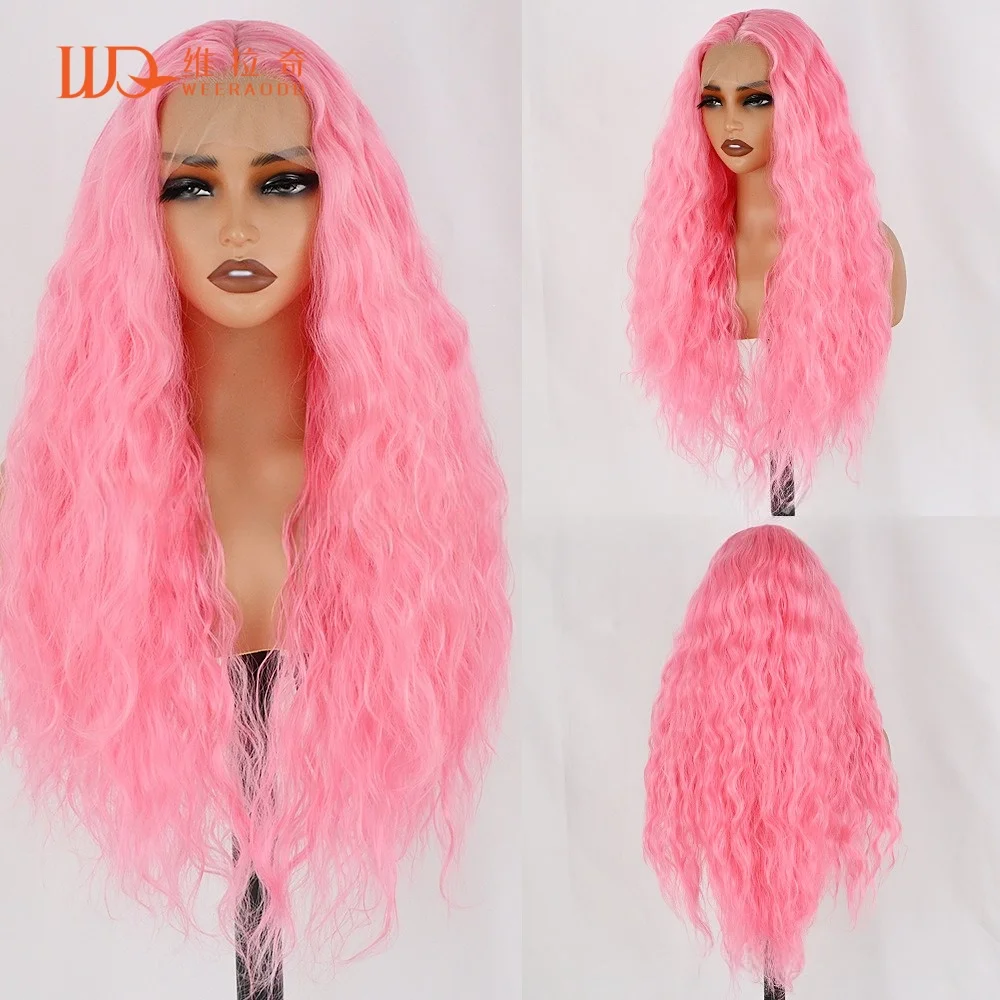 28-inch-water-wave-pink-lace-front-wig-13x4-lace-fal-glueless-heat-resistant-synthetic-bubble-gum-mermaid-cosplay