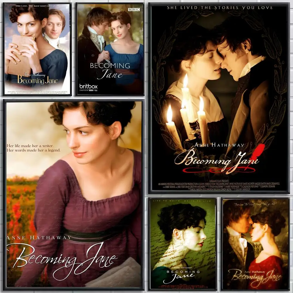 Movie Becoming Jane Poster Self-Adhesive HD Mural Wall Decals, Living Room Bedroom Home Decor Gift