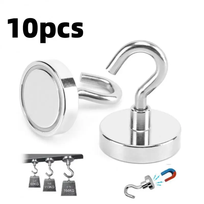 

10pcs Magnetic Hooks D10 D12 D16 Multifunction Magnetic Hook Heavy Duty Wall Hooks Hanger Super Strong Neodymium Magnet Hook New