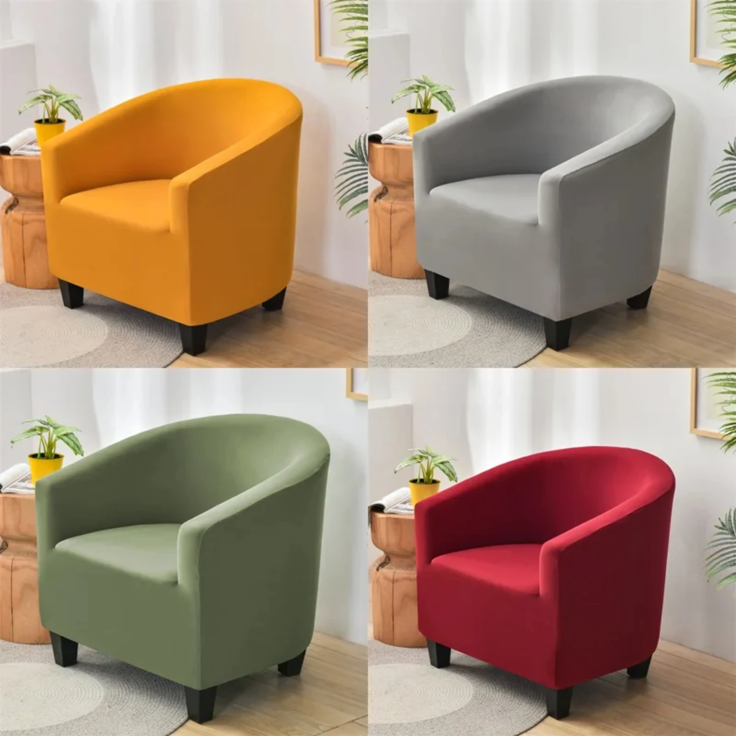 Stylish Solid Color Elastic Spandex Tub Chair Cover for Strength and Comfort - Slipcover for Club Sofa, Armchairs - Ideal for Li