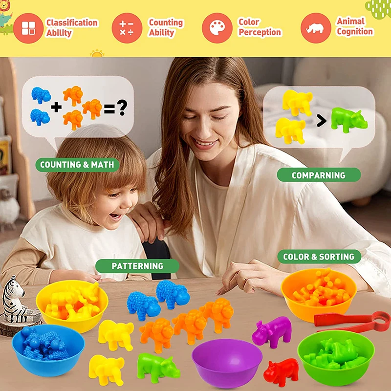 Kids Matching Game Learn Educational Toys Animal Cognition Rainbow Sort Fine Motor Training Montessori Sensory Puzzle Toy Gifts