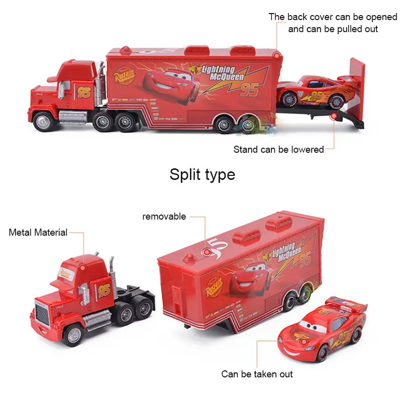 Disney Pixar Cars 2 3 Lightning McQueen Mack Uncle Jackson Storm Car Truck 1:55 Diecast Vehicle Metal Toys Gift for Kids