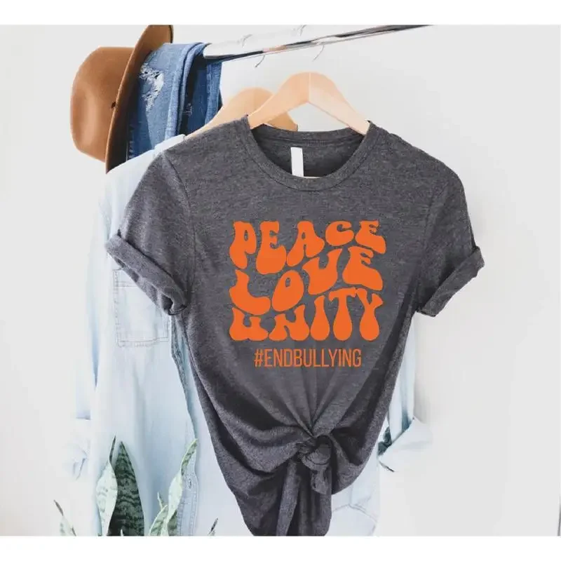 T-shirt Journée de l'Unité : Fin de la violence scolaire, anti-harcelement, paix, amour, gentillesse, sensibilisation, arrêt du harcèlement scolaire