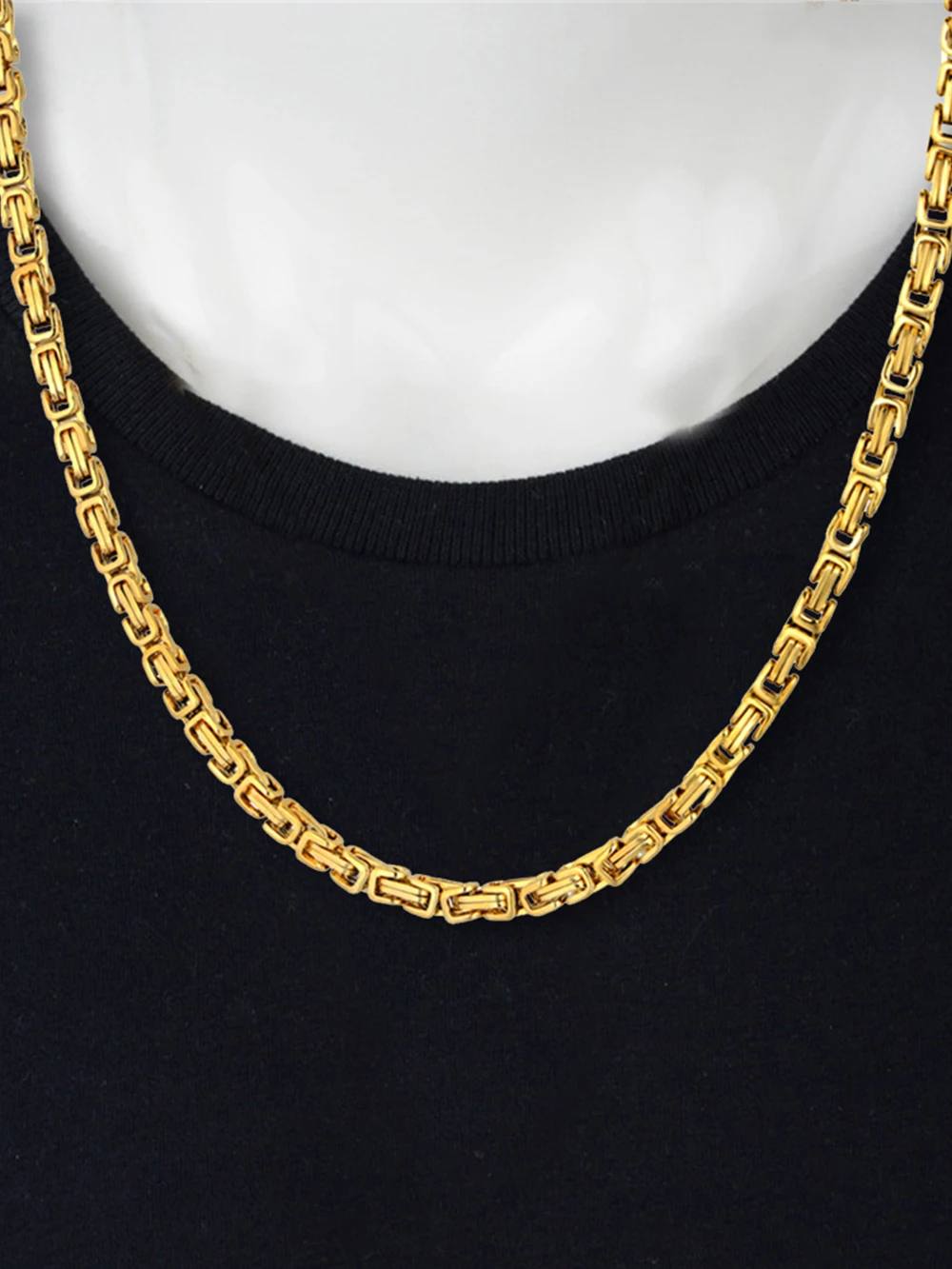4mm Punk Mannelijke Goud Zilver Kleur Rvs Byzantijnse Box Ketting voor Vrouwen Mannen Vintage Mode-sieraden Geschenken - afbeelding 2
