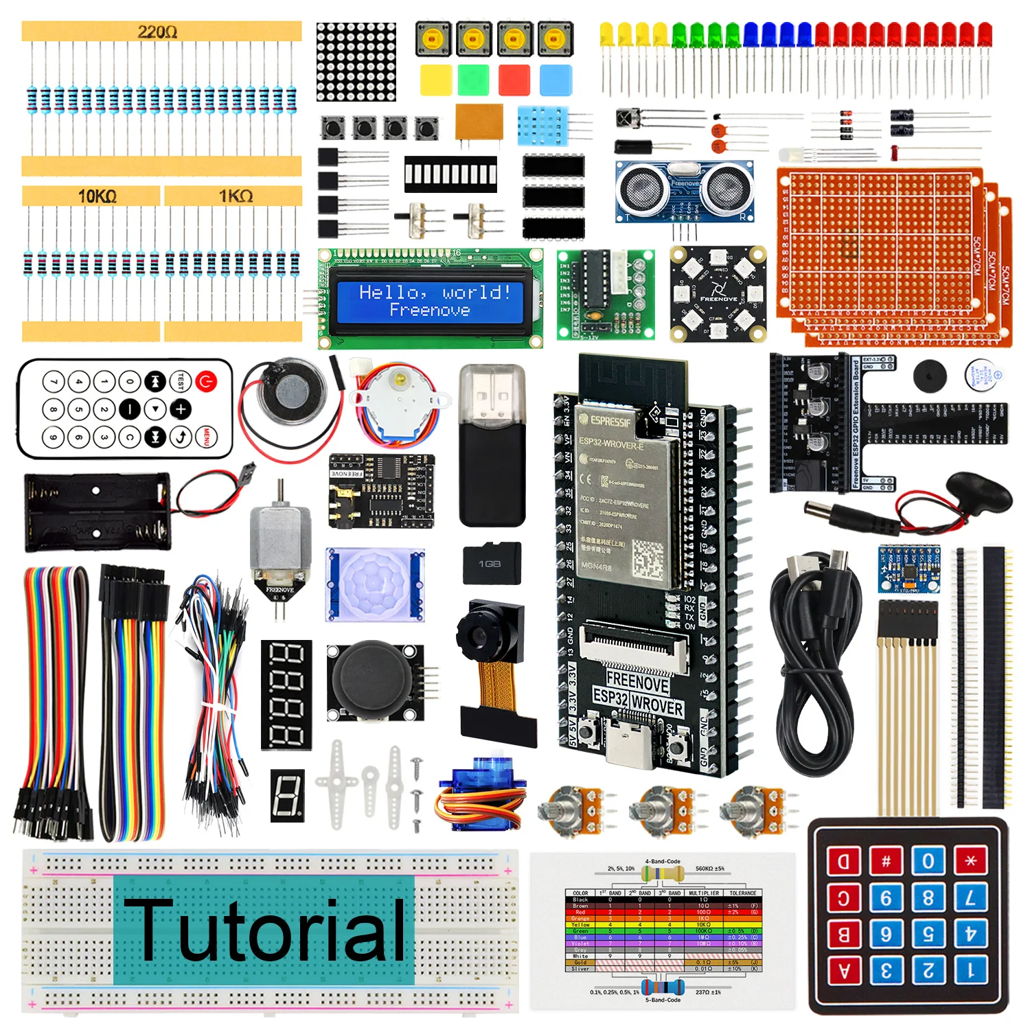 Freenove Ultimate Starter Kit for ESP32-WROVER, Onboard Camera Wireless, Python C, 814-Page Tutorial, 240 Items, 127 Projects