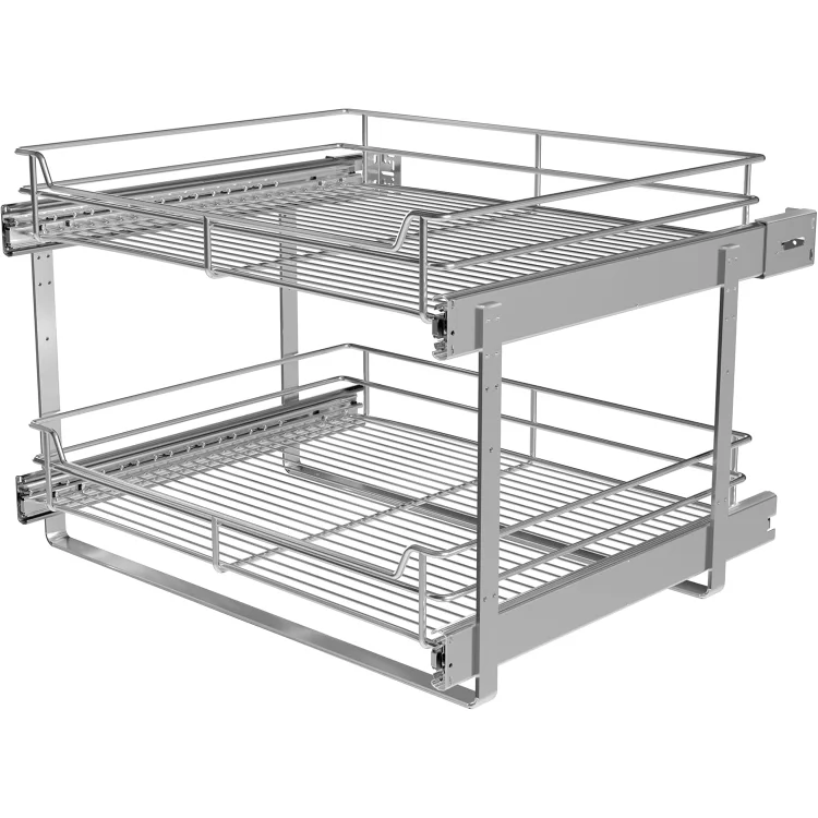 

2-Tier Cabinet Pull Out Shelves (20" W x 22" D), Slide Out Shelves for Kitchen Cabinets, Metal Pots and Pans Organizer for Under