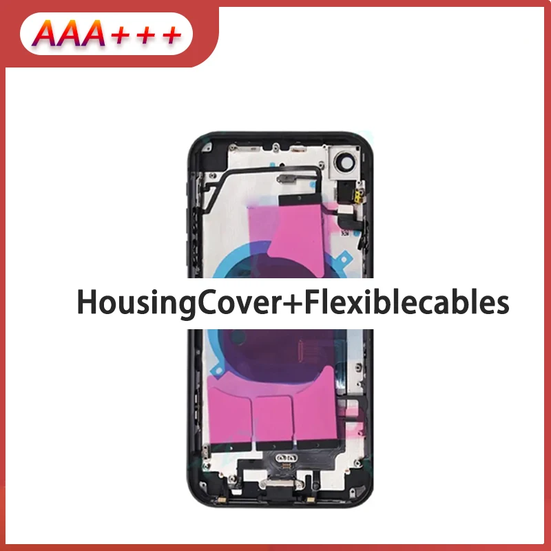 For iPhone XR Battery Back Cover, Mid Case, SIM Card Tray, Side Button Assembly, Soft Shell Cable Installation