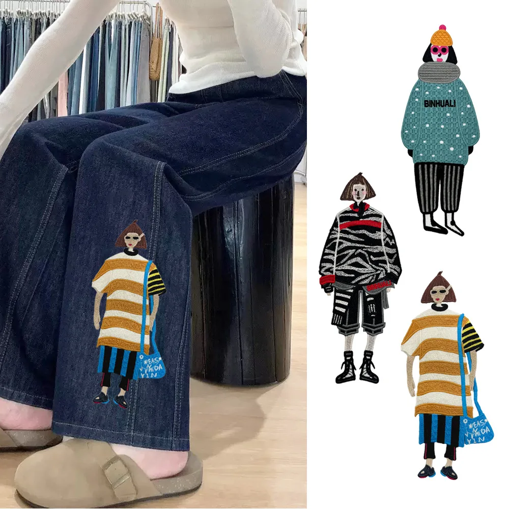 Fashion trend wear girls pattern short sleeve clothing accessories decorative patches