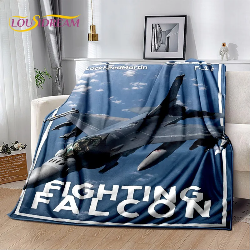 3D Space Spitfire Aircraft  Air Force Jet Fighter Cartoon Blanket,Soft Throw Blanket for Home Bedroom Bed Sofa Cover Child Gift