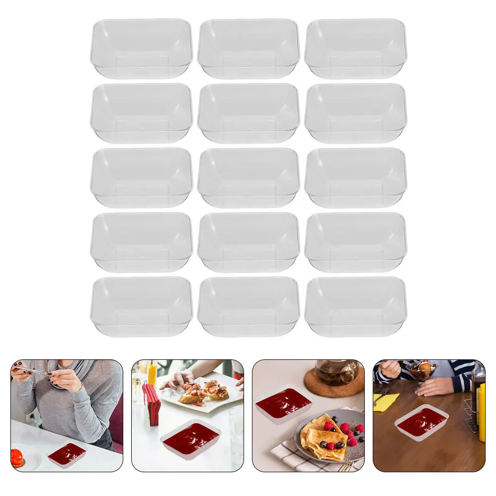 

100pcs Disposable Plates Simple Transparent Seasoning Dishes For Sauce Soy Vinegar Condiment Serving Camping Bbq Home Restaurant