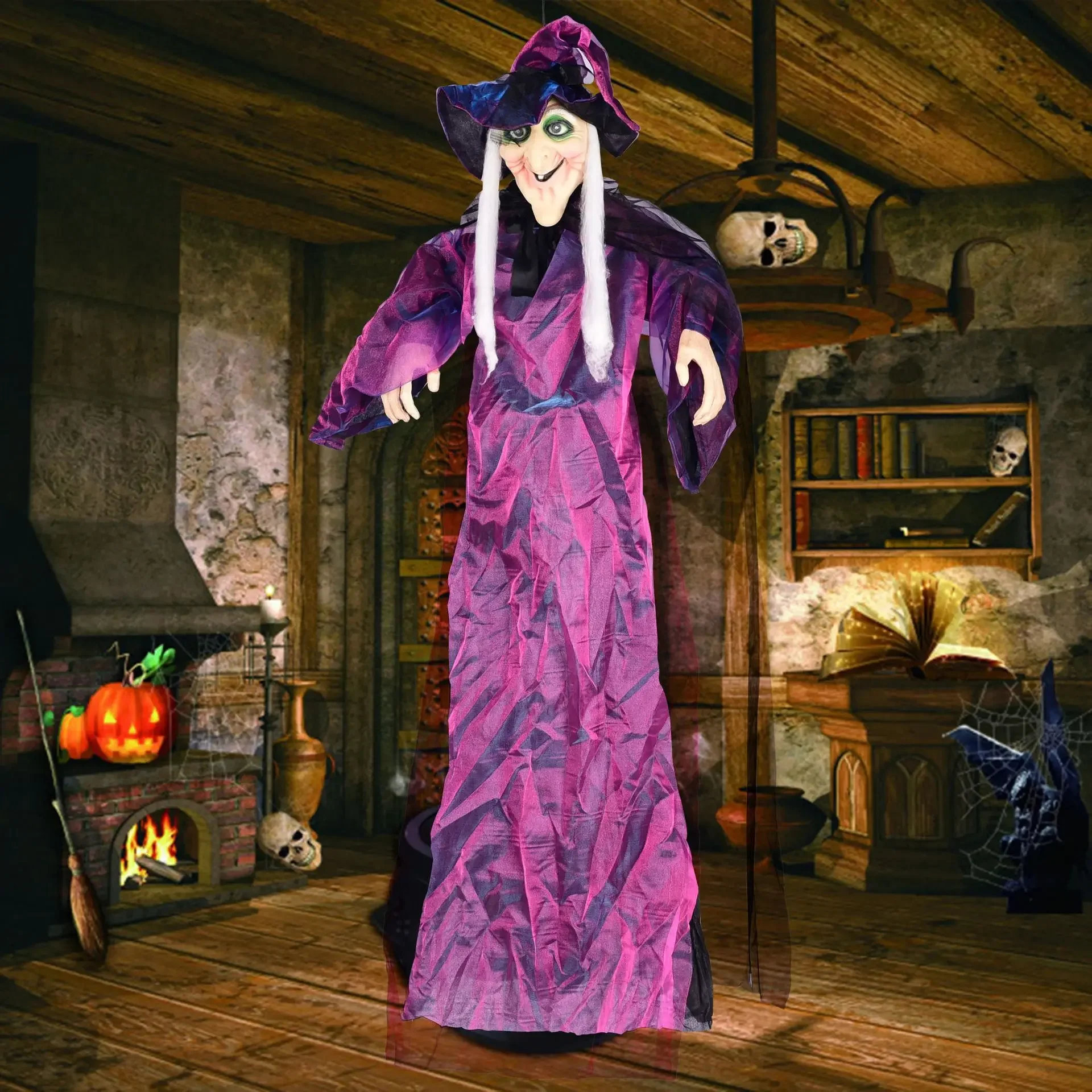 Popular Halloween Props Ghost Festival Tricks Voice-activated Large Swinging Ghost Pendulum Witch Ghost Clown House Yard Decorat